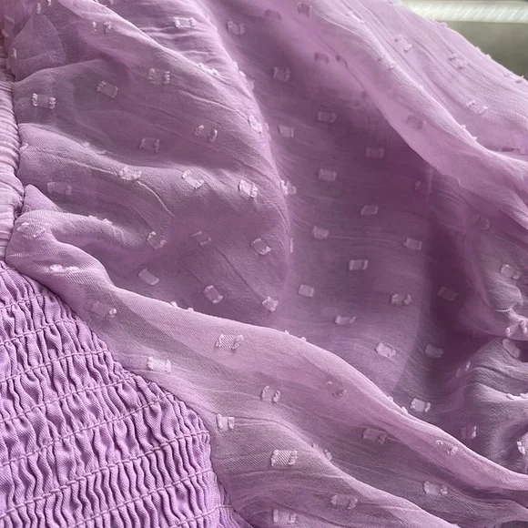 CeCe Lavender Puff Sleeve Smocked Top NOWT Size XS - Picture 7 of 8